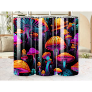 Neon Mushroom- 20oz Straight Skinny Tumbler Stainless Custom Drinkware Gift
